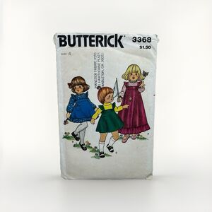 3368 Butterick Vintage Sewing Pattern 1970s Girls Dress Jumper Blouse  Size 4